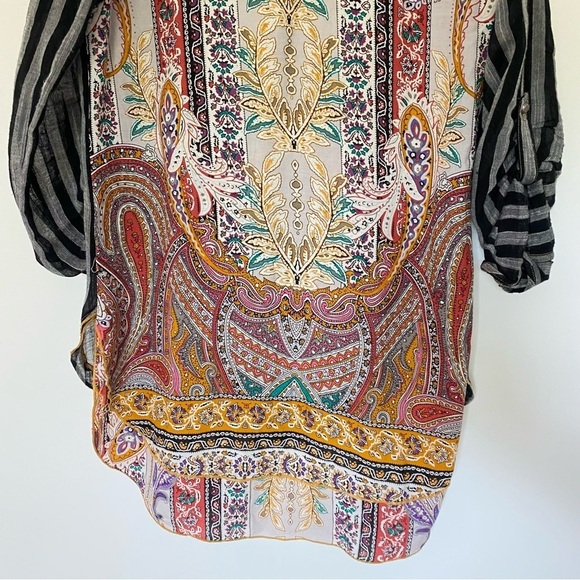 Aratta Silent Journey Floral Embroidered Top Mixed Media Button Down Sz S, M - Picture 7 of 14